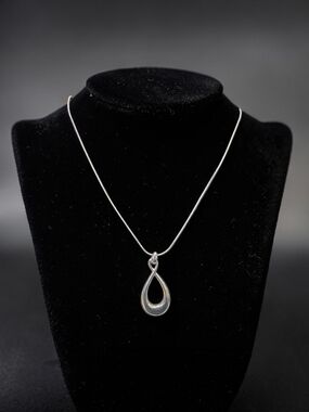 Napier Silver Teardrop Pendant Necklace Snake Chain Minimalist Classic